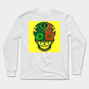 yellow death with smile ecopop calavera candy skull art Long Sleeve T-Shirt